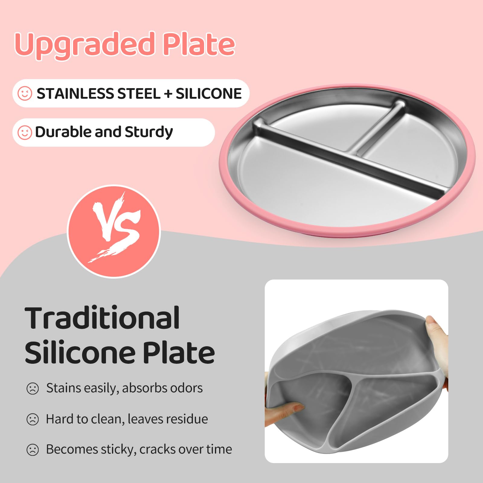 iconfont Stainless Steel Toddler Plate BPA-free materials ensure safe feeding routines