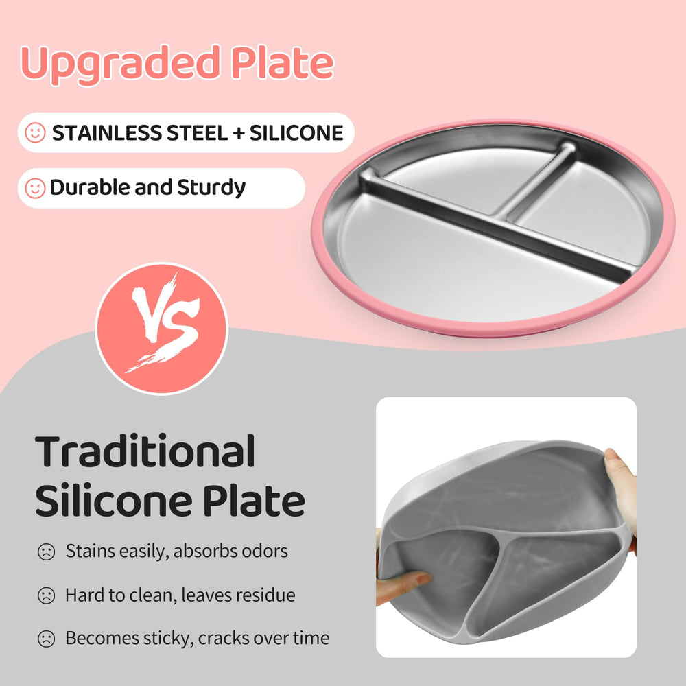 iconfont Stainless Steel Toddler Plate BPA-free materials ensure safe feeding routines