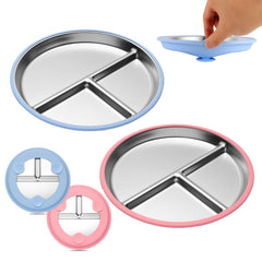iconfont Stainless Steel Toddler Plate suction-base keeps meals contained for mess-free dining