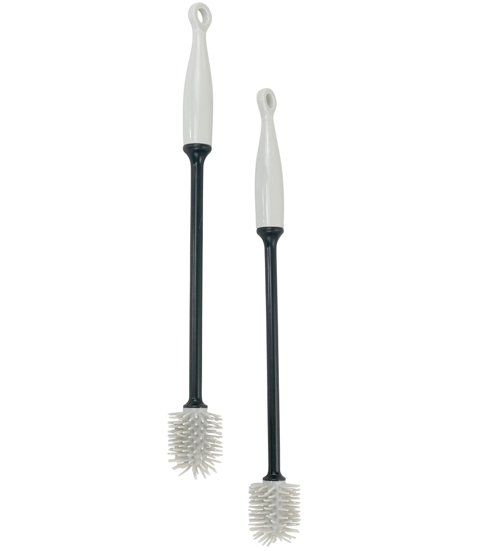 Iconikal silicone bottle brush 12in gray front view for deep bottle cleaning