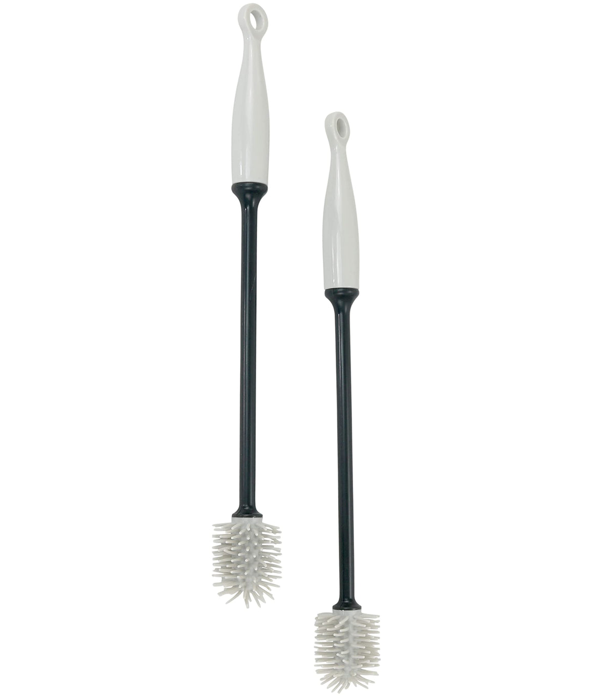 Iconikal silicone bottle brush 12in gray front view for deep bottle cleaning