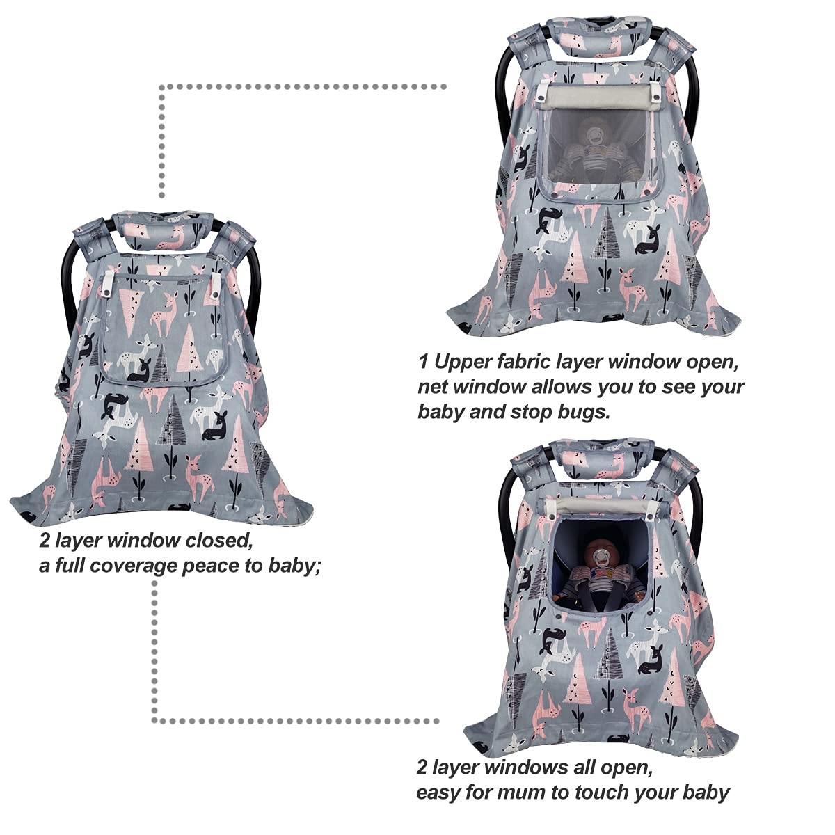 ICOPUCA car seat cover cotton window aids calmer naps.