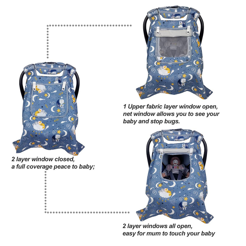 ICOPUCA minky-backed canopy enhances baby comfort during naps