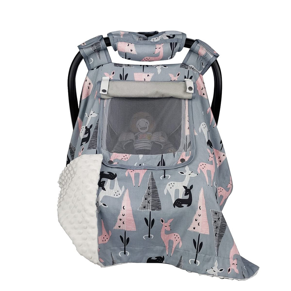 ICOPUCA car seat cover with wind protection for on-the-go comfort.