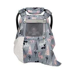 ICOPUCA car seat cover with wind protection for on-the-go comfort.