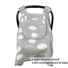 ICOPUCA muslin car seat cover is soft and breathable for baby comfort.