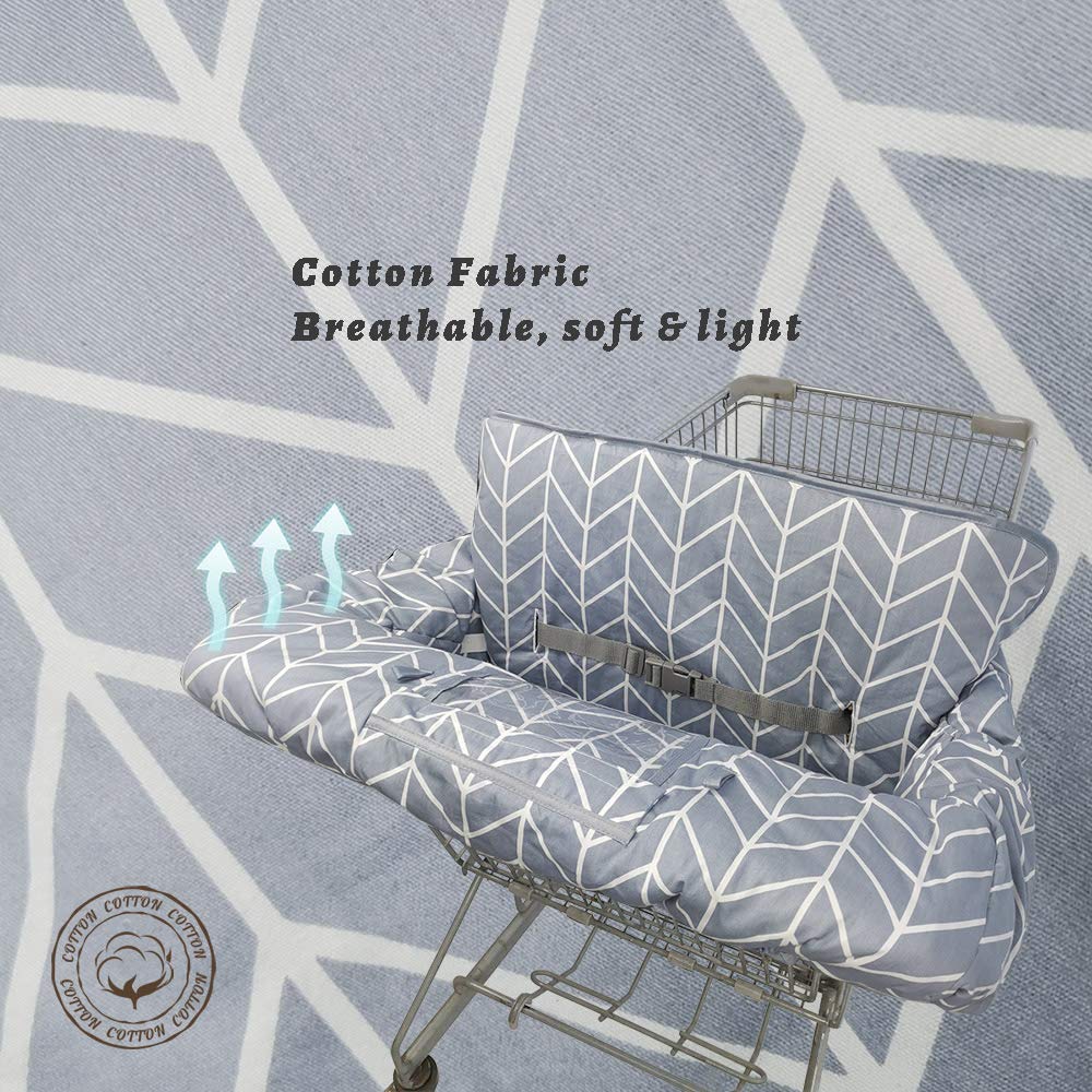 ICOPUCA shopping cart cover cell phone pocket and bottle strap for convenience.