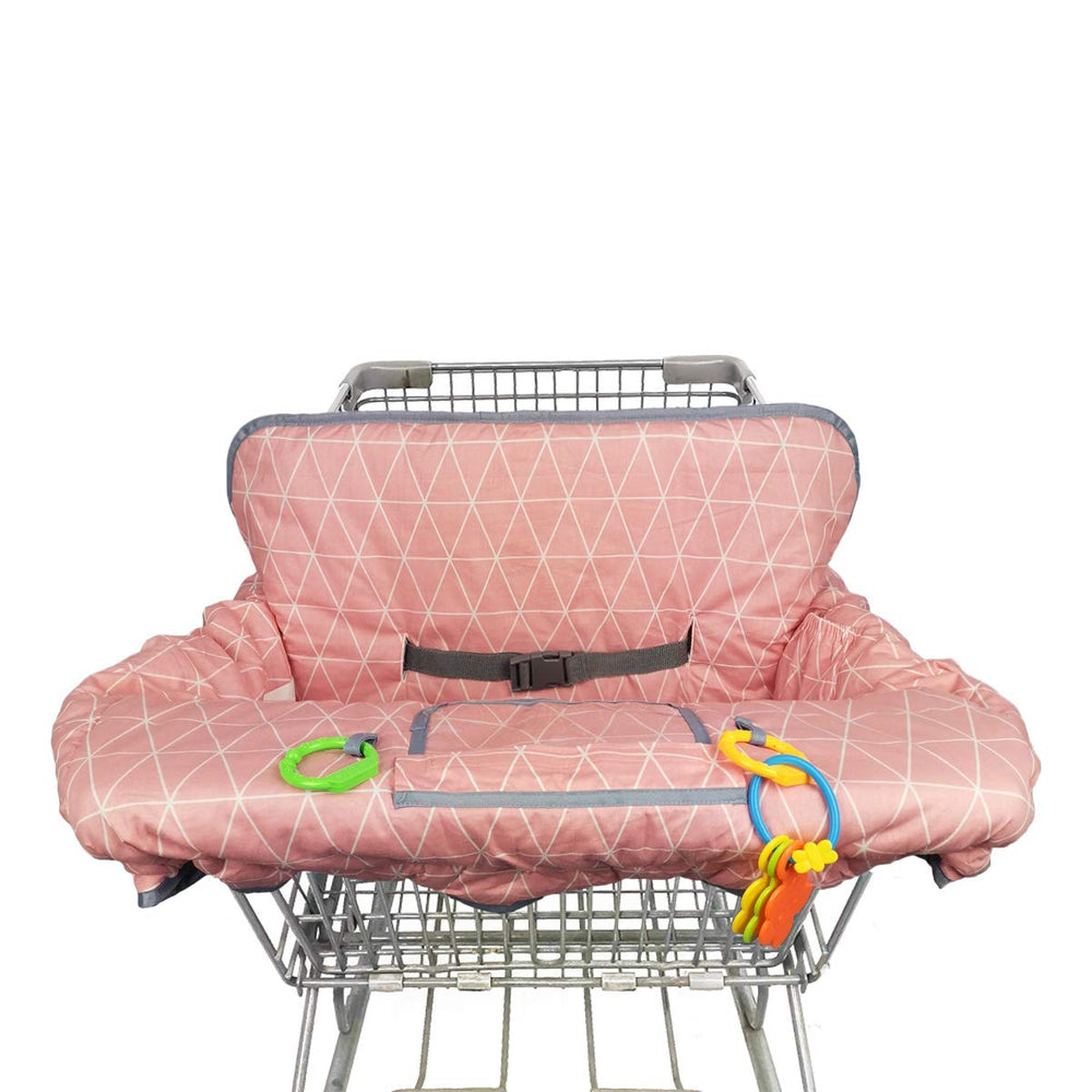 ICOPUCA pink cart cover fits large carts like Walmart and Target for easy shopping.