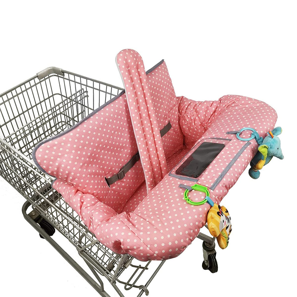 ICOPUCA shopping cart cover with universal fit keeping baby comfortable and surfaces cleaner.