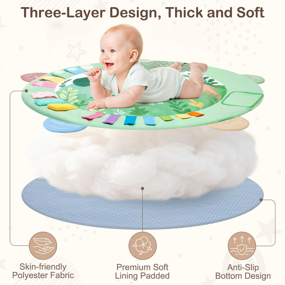 ICOSY Baby Play Gym Mat soft-fabric closeup demonstrates skin-friendly, breathable material.