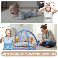 ICOSY Baby Play Gym Mat tummy time scene; spacious, safe play space.