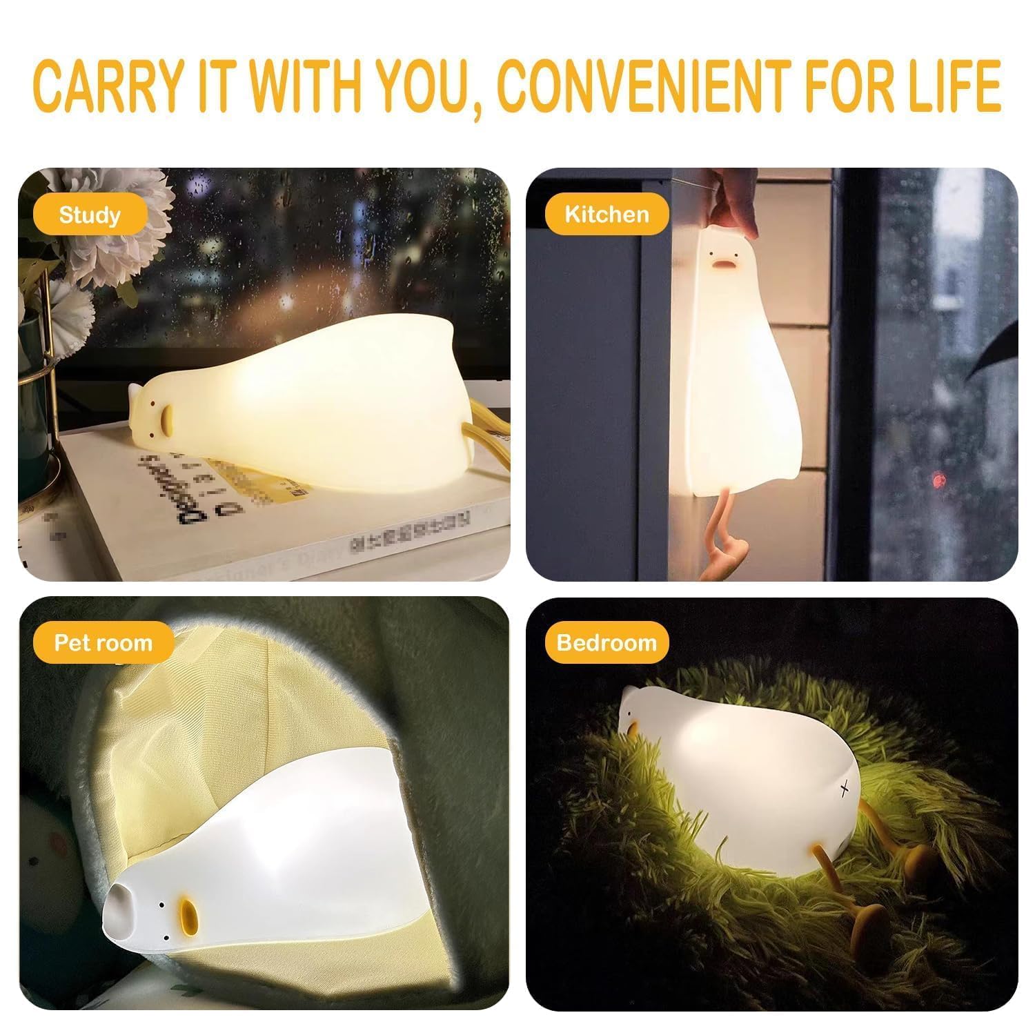 Icotoibabie kawaii silicone duck lamp adding playful mood lighting