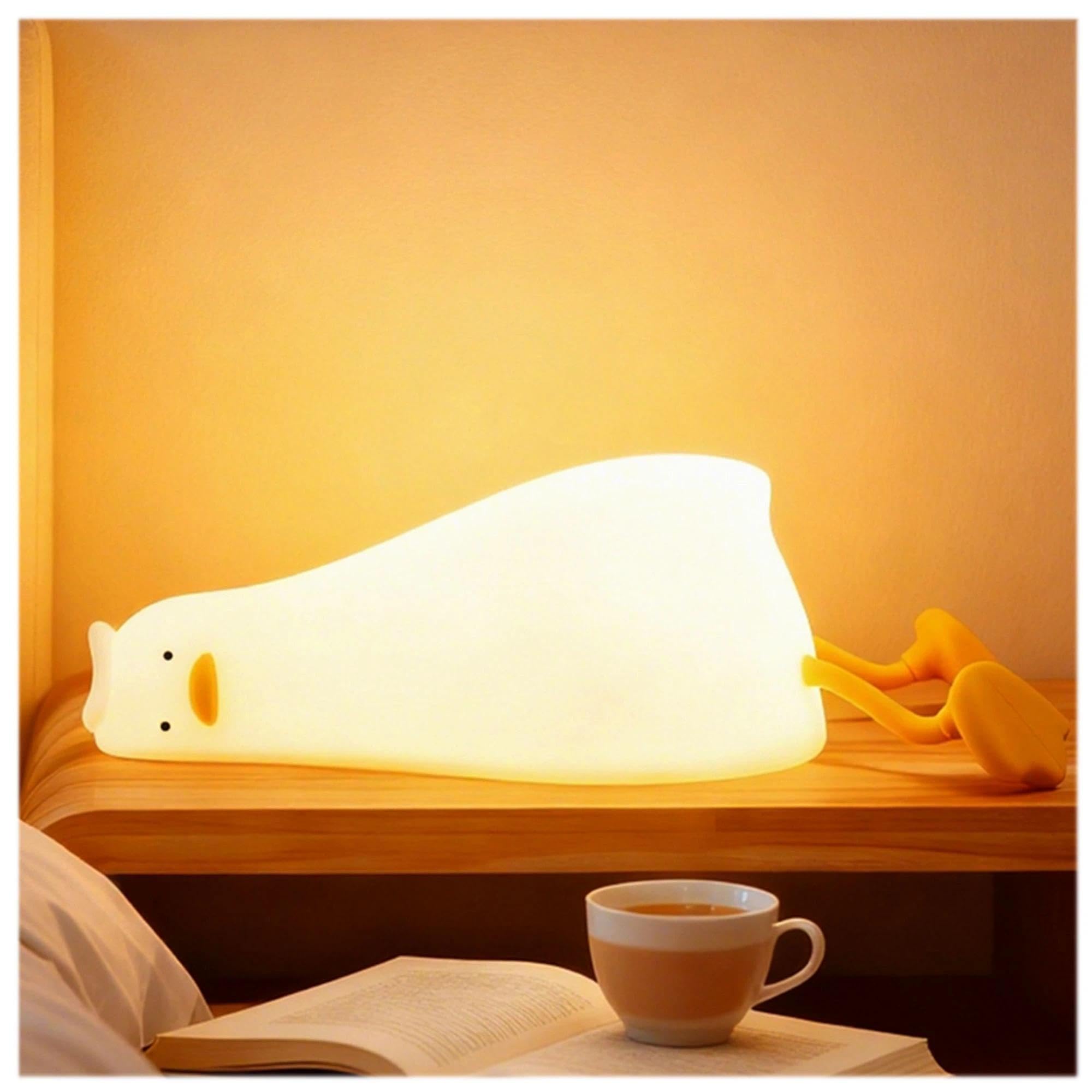 Icotoibabie lying-flat-duck night light on bedside with warm glow for bedtime