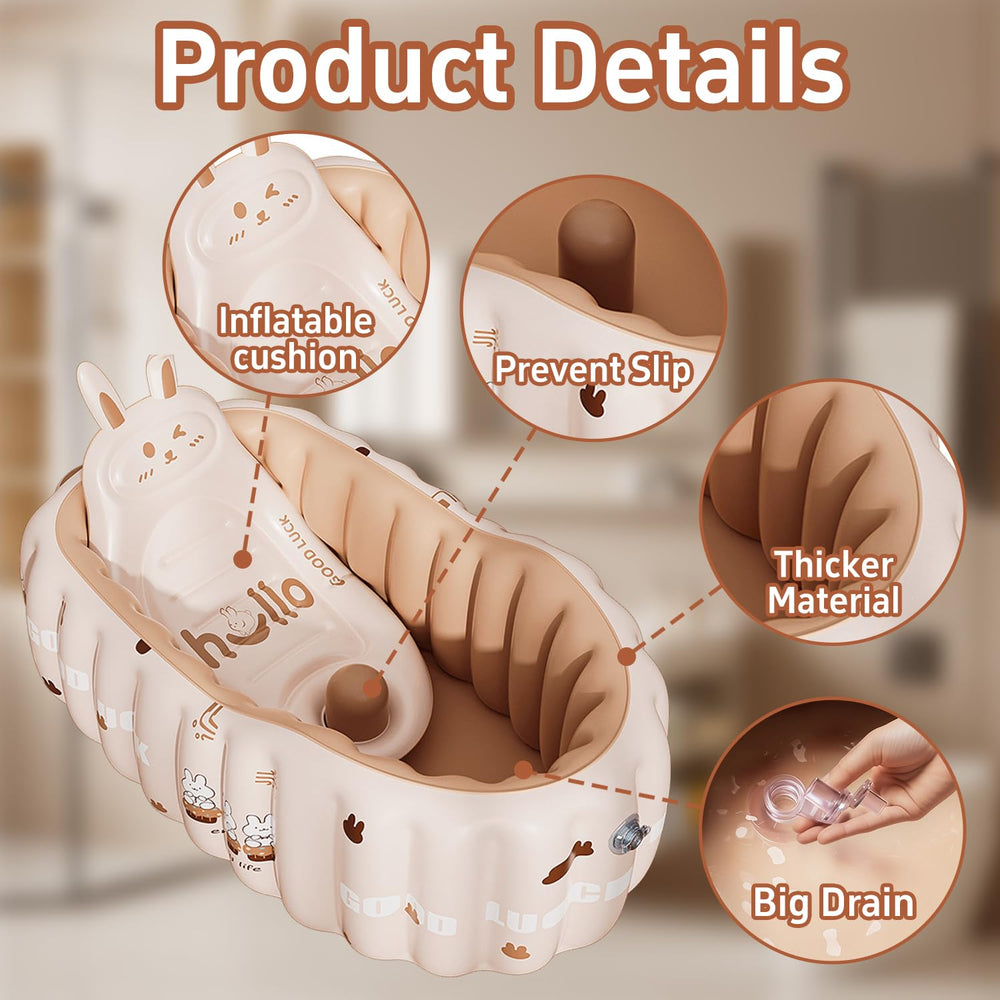 IcyByte inflatable tub non-slip texture provides added stability during bath time.