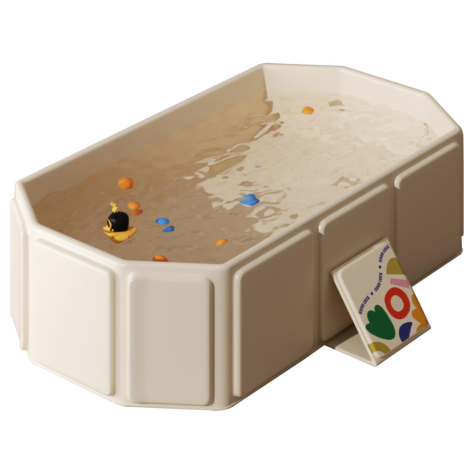 IcyByte baby foldable bathtub white angled view shows roomy interior for growing kids.
