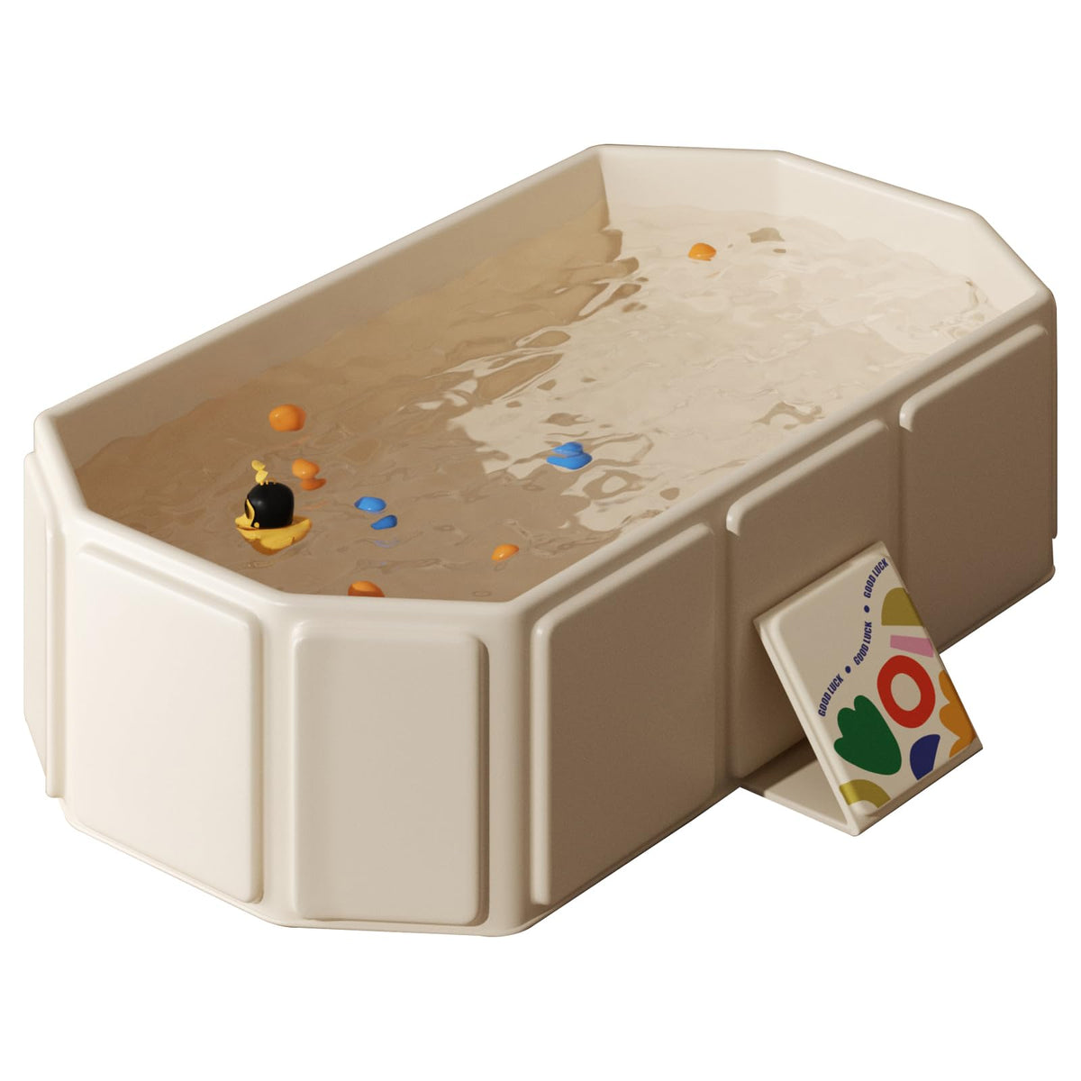 IcyByte baby foldable bathtub white angled view shows roomy interior for growing kids.