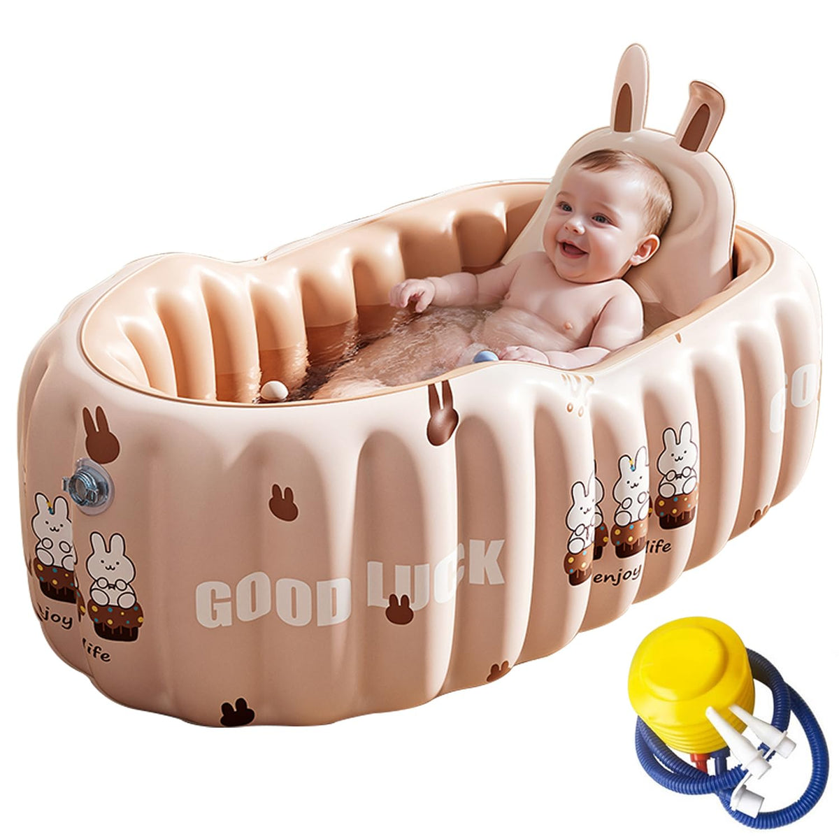 IcyByte inflatable baby bathtub seat cushion provides comfortable seating during bath time.