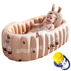 IcyByte inflatable baby bathtub seat cushion provides comfortable seating during bath time.
