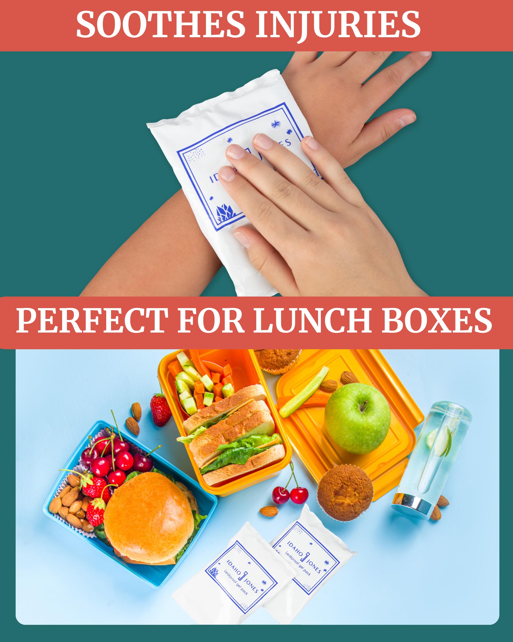 Idaho Jones Ice Pack FDA GRAS non-toxic formula keeps foods safe.