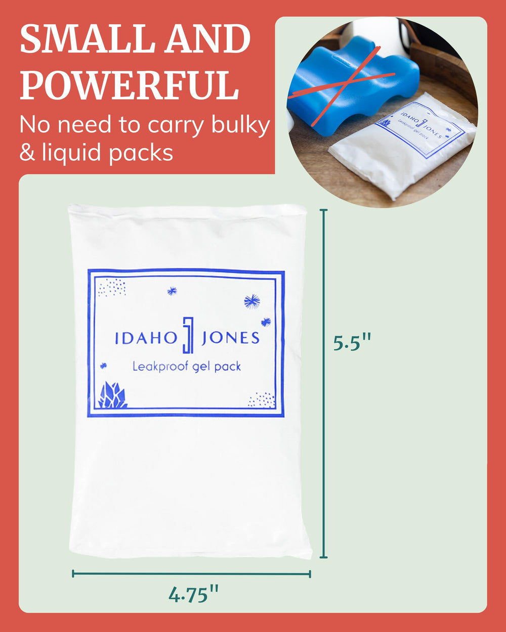 Idaho Jones Ice Pack leak-proof construction supports camping trips.