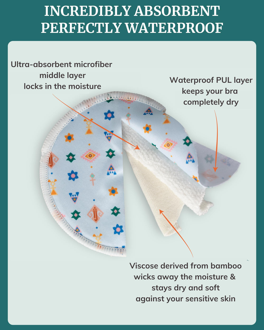 IDAHO JONES nursing pads contoured design provides comfortable shaping under clothing.