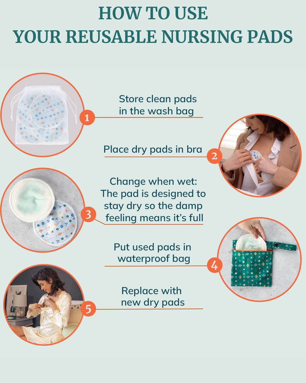 IDAHO JONES nursing pads stay-dry-hero demonstrates all-day protection.