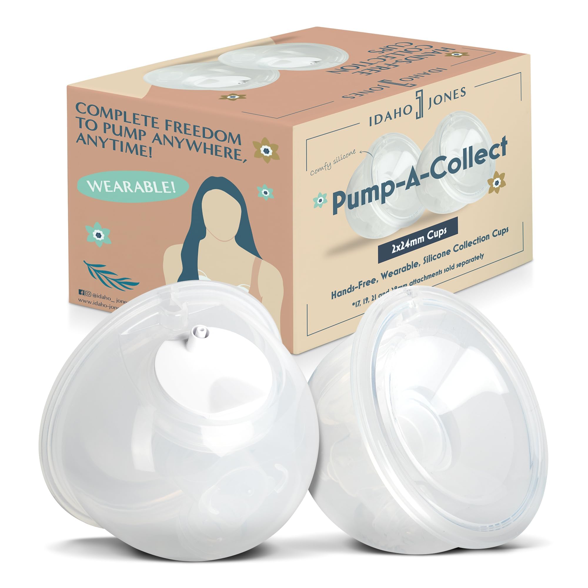 IDAHO JONES wearable breast milk collection cups in hands-free design for on-the-go moms