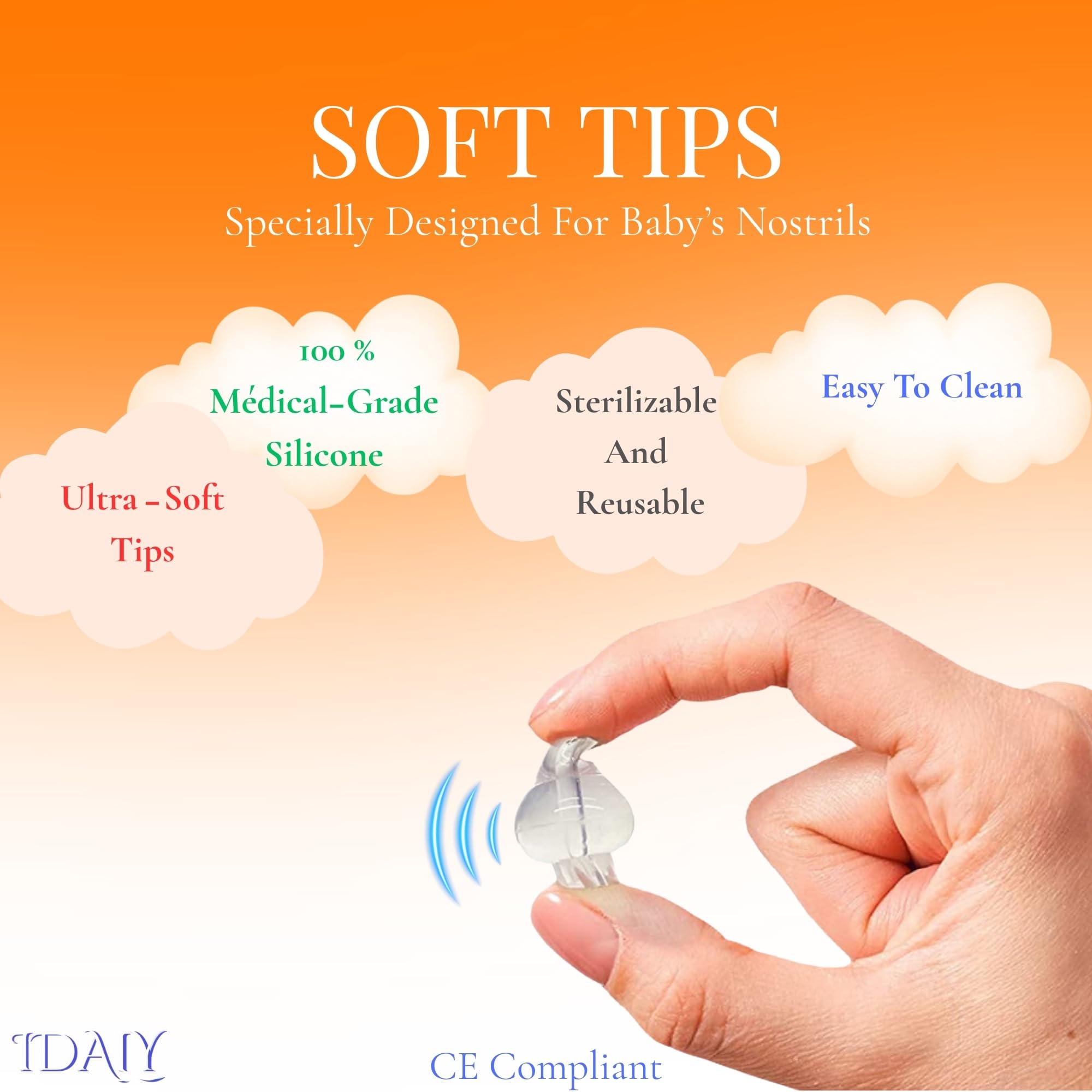 IDALY silicone tip in use demonstrates secure fit and comfort.