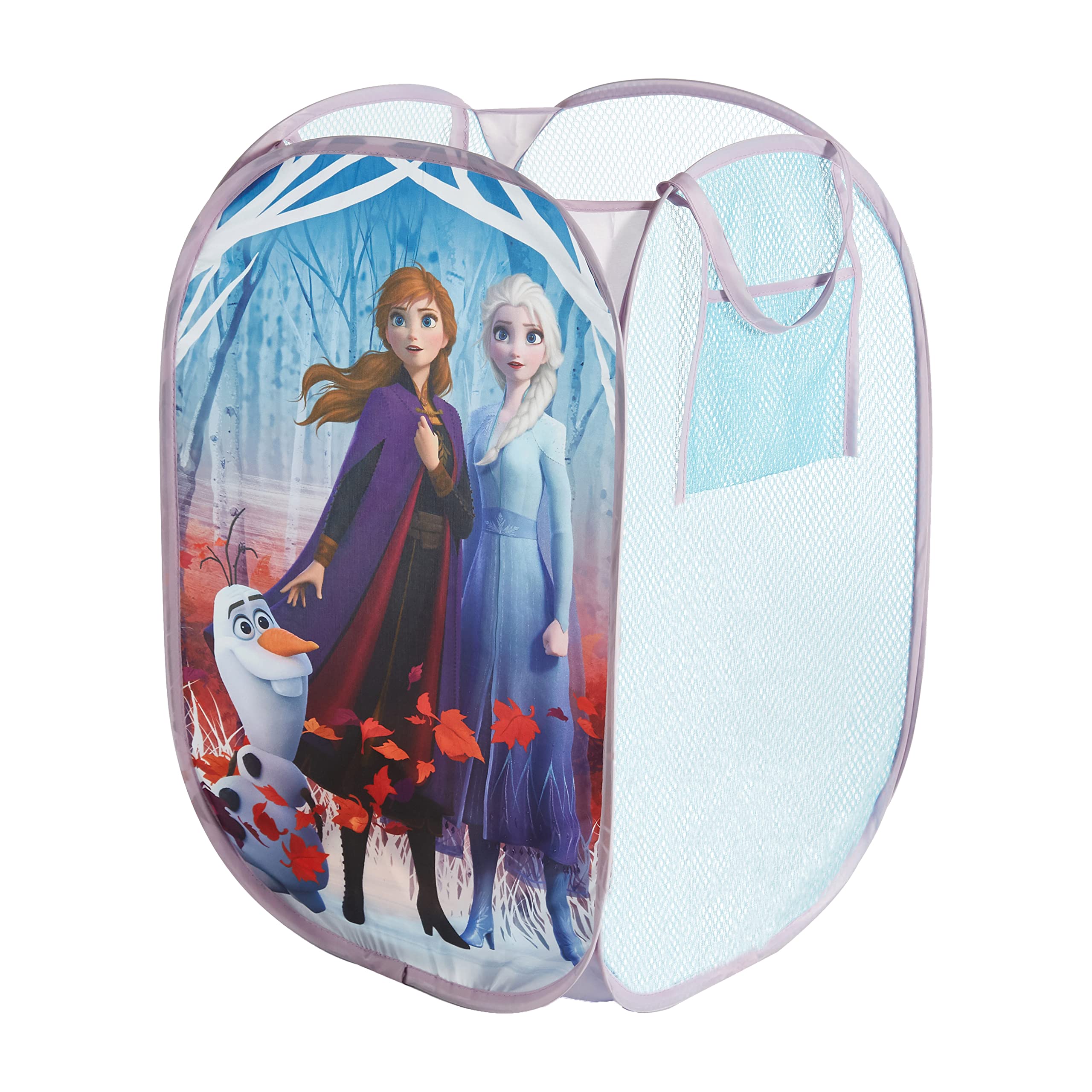 Idea Nuova Frozen 2 pop-up hamper with Anna and Elsa for organized toy storage.