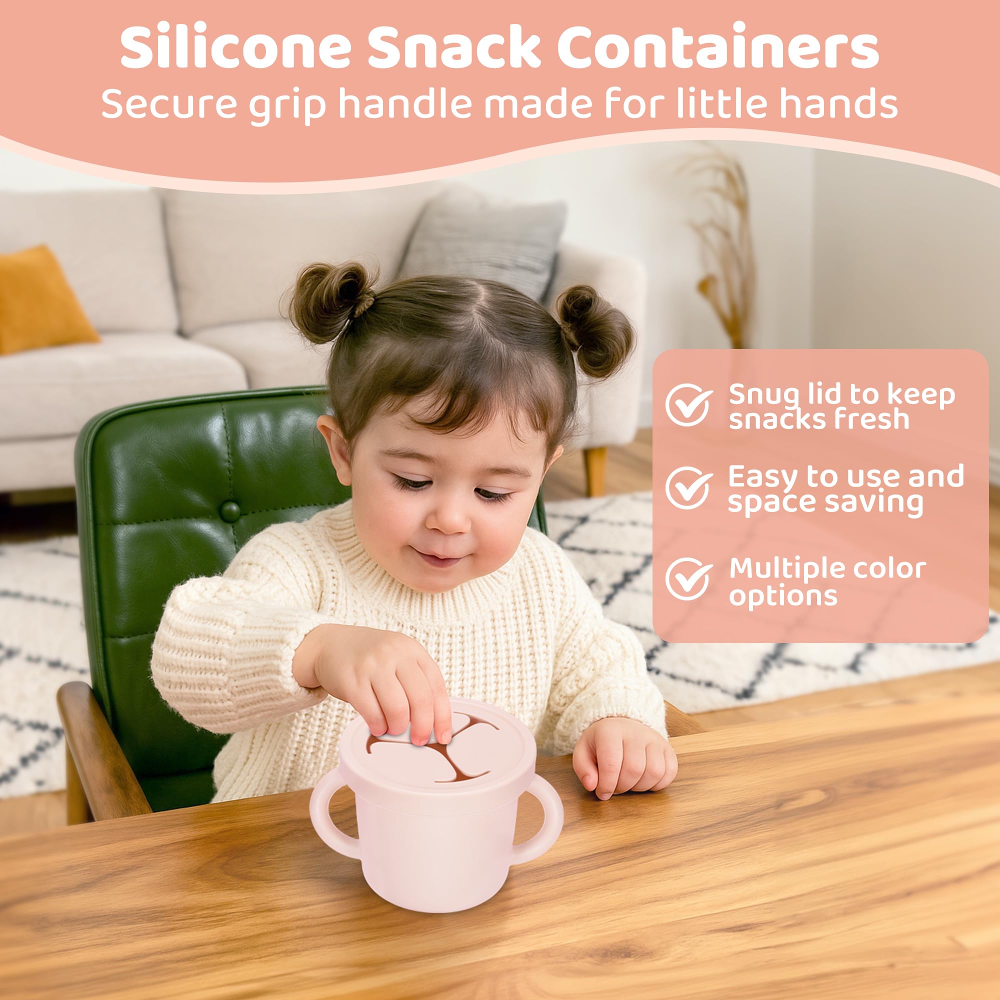 idooss silicone cups petal opening enables simple snack access for toddlers.