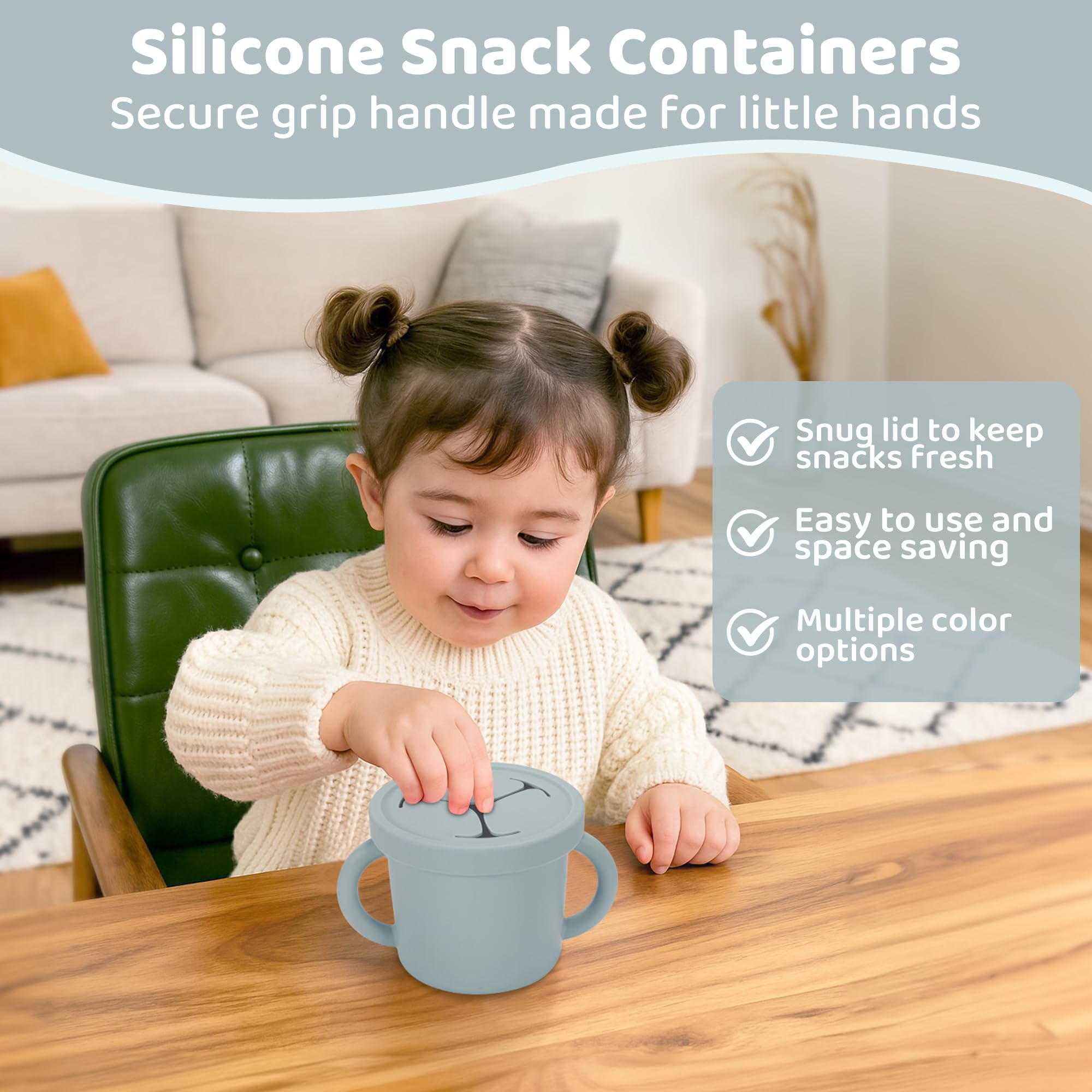 idooss toddler snack cups petal-opening design reduces spills during meals