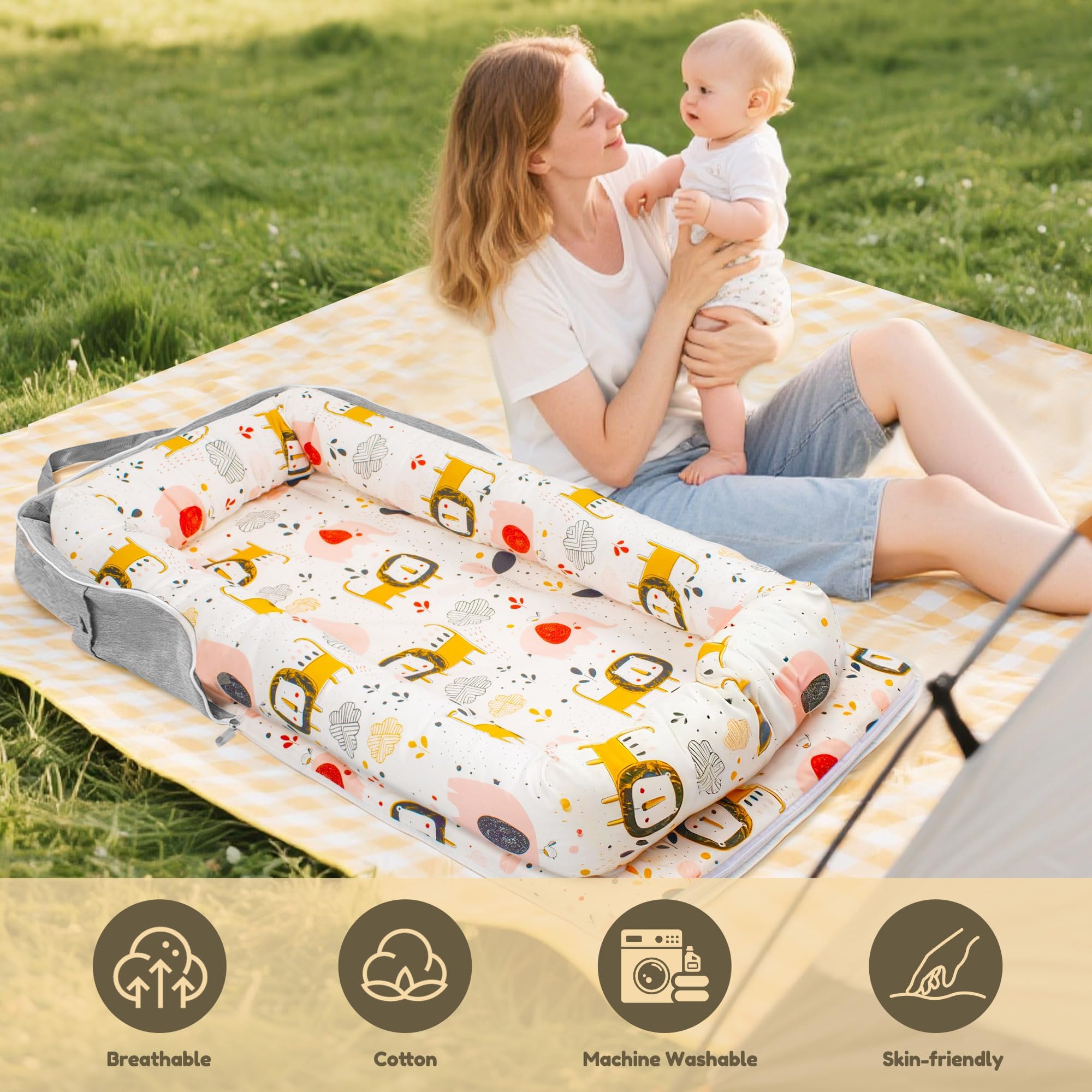 Idudbid baby lounger nest lightweight-travel design for on-the-go families.