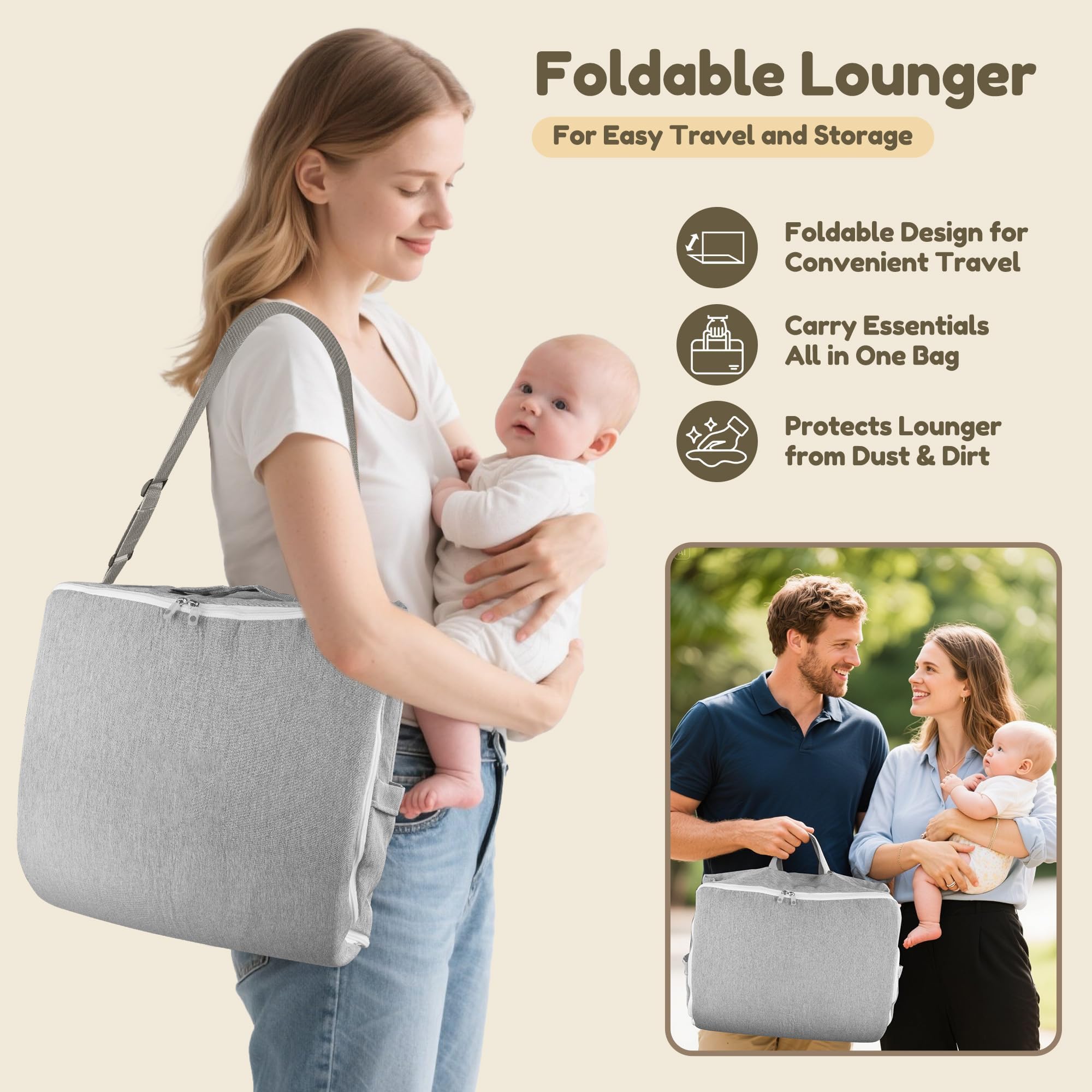 Idudbid Baby Lounger Nest removable cover makes cleanup quick and easy after messy moments