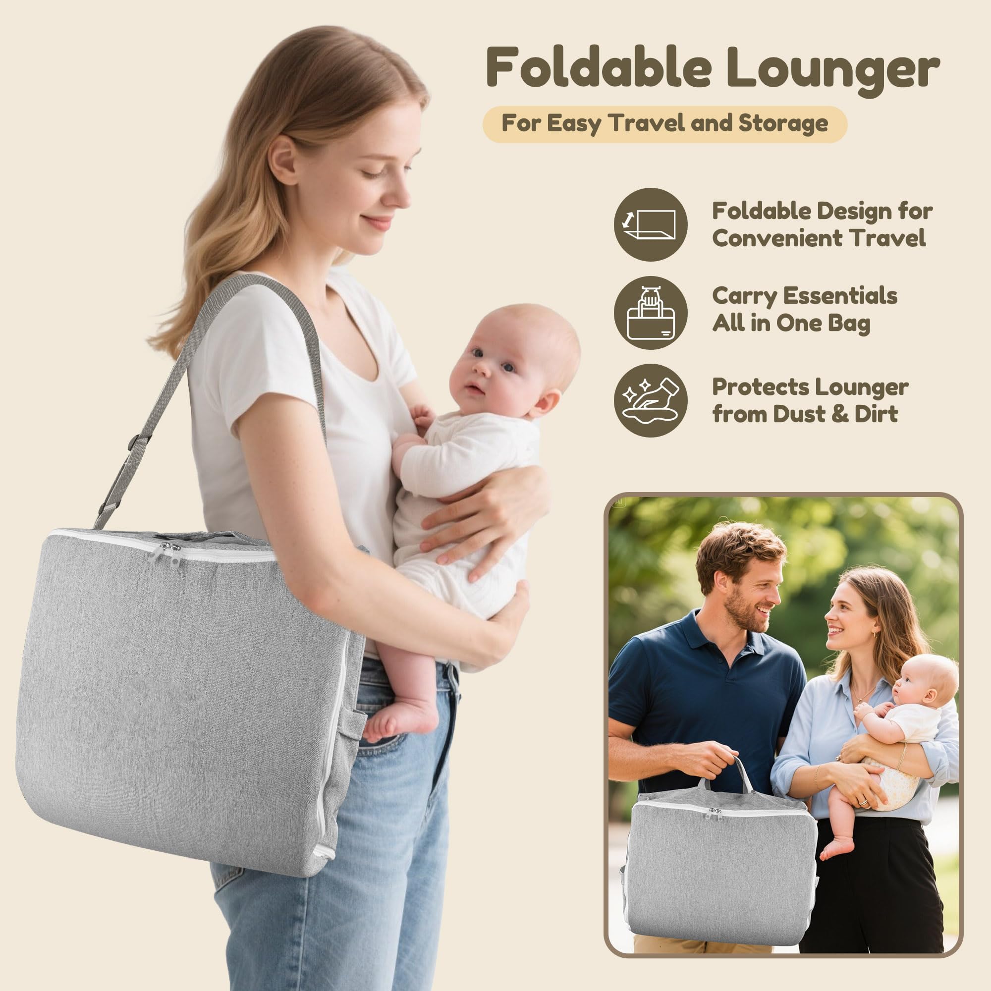 Idudbid baby lounger nest removable-cover makes messy days easy to clean.