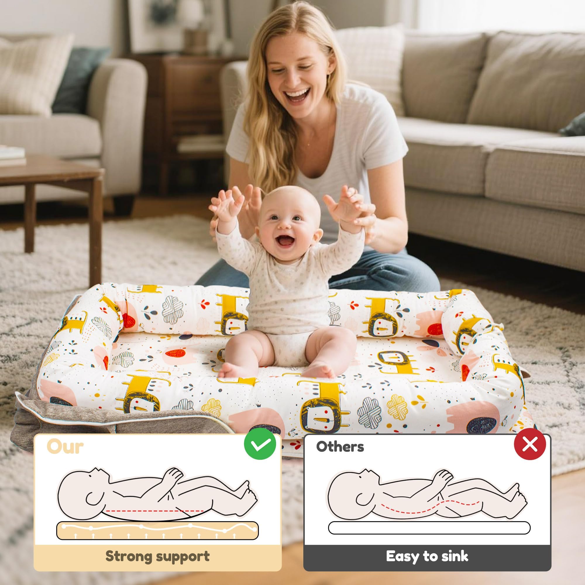 Idudbid baby lounger nest safety-certifications ensures trusted safety for caregivers.
