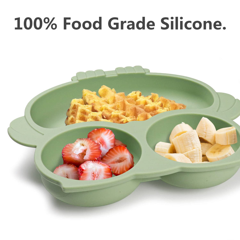 IDVVSSX self-feeding plate with deep rims aids easy scooping.