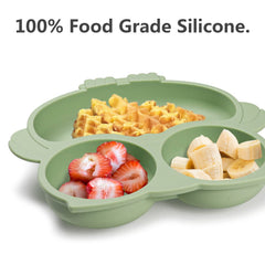 IDVVSSX self-feeding plate with deep rims aids easy scooping.