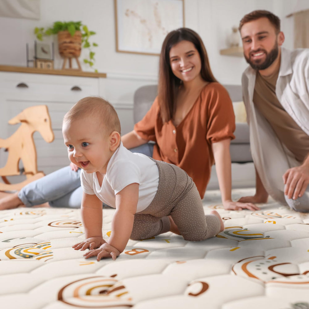 ieBabay Boho Rainbow Play Mat cushioned surface ideal for tummy time and falls