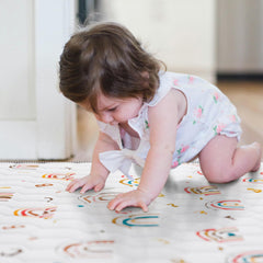 ieBabay boho rainbow play mat folded portable for travel play.