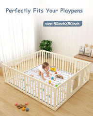ieBabay boho rainbow play mat non-slip back provides stable crawling surface.