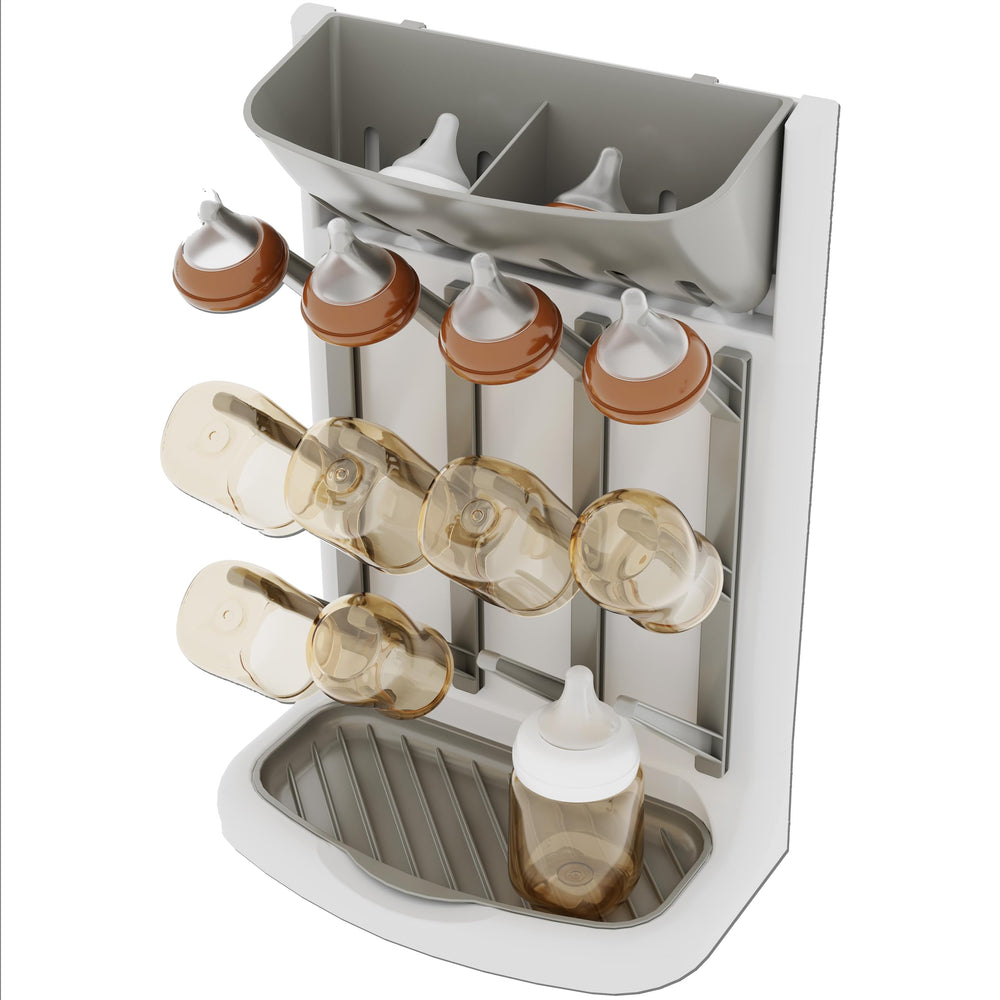 IEEK baby bottle drying rack front view shows slim, space-saving profile for compact counters.