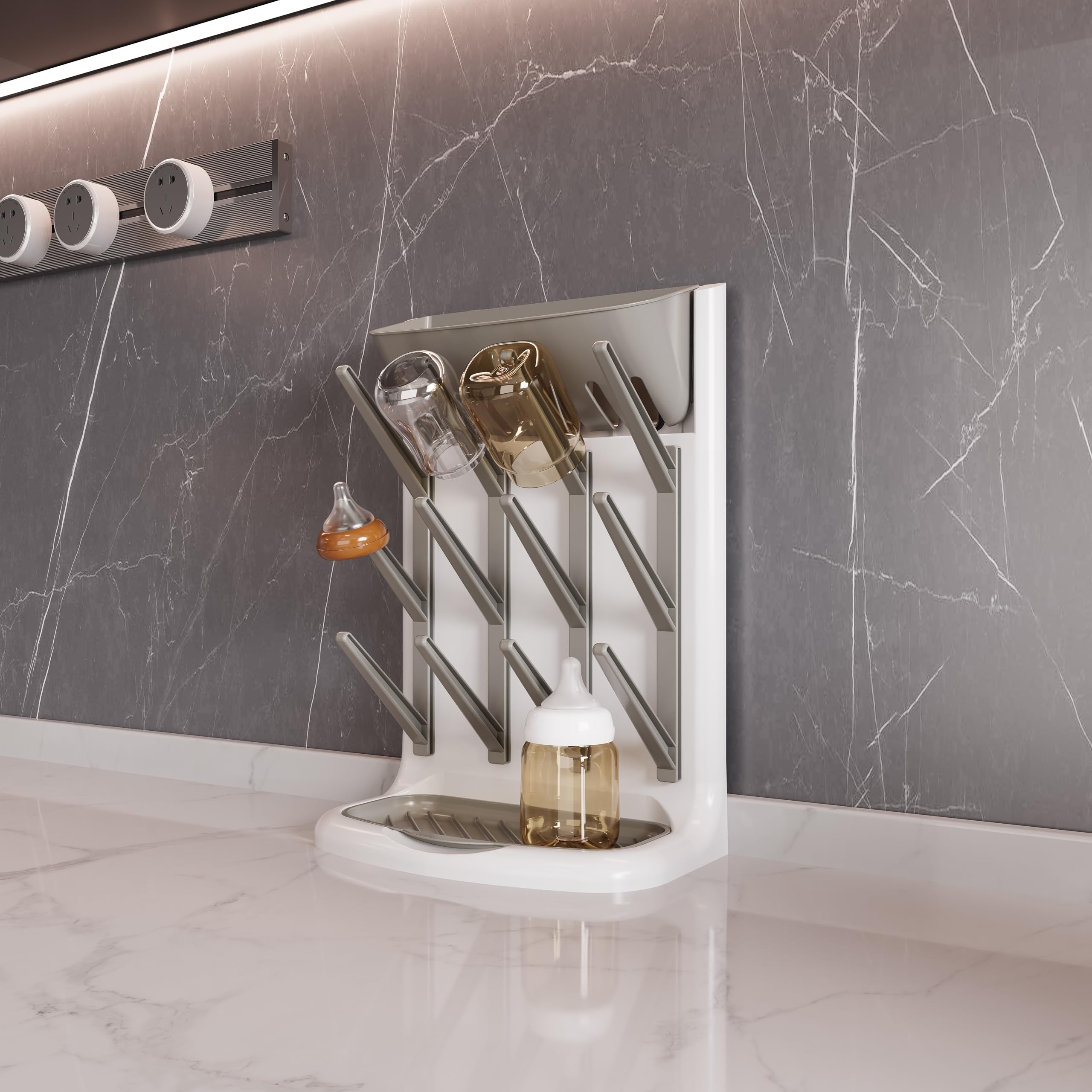 IEEK bottom tray drains quickly to keep counters dry and tidy.