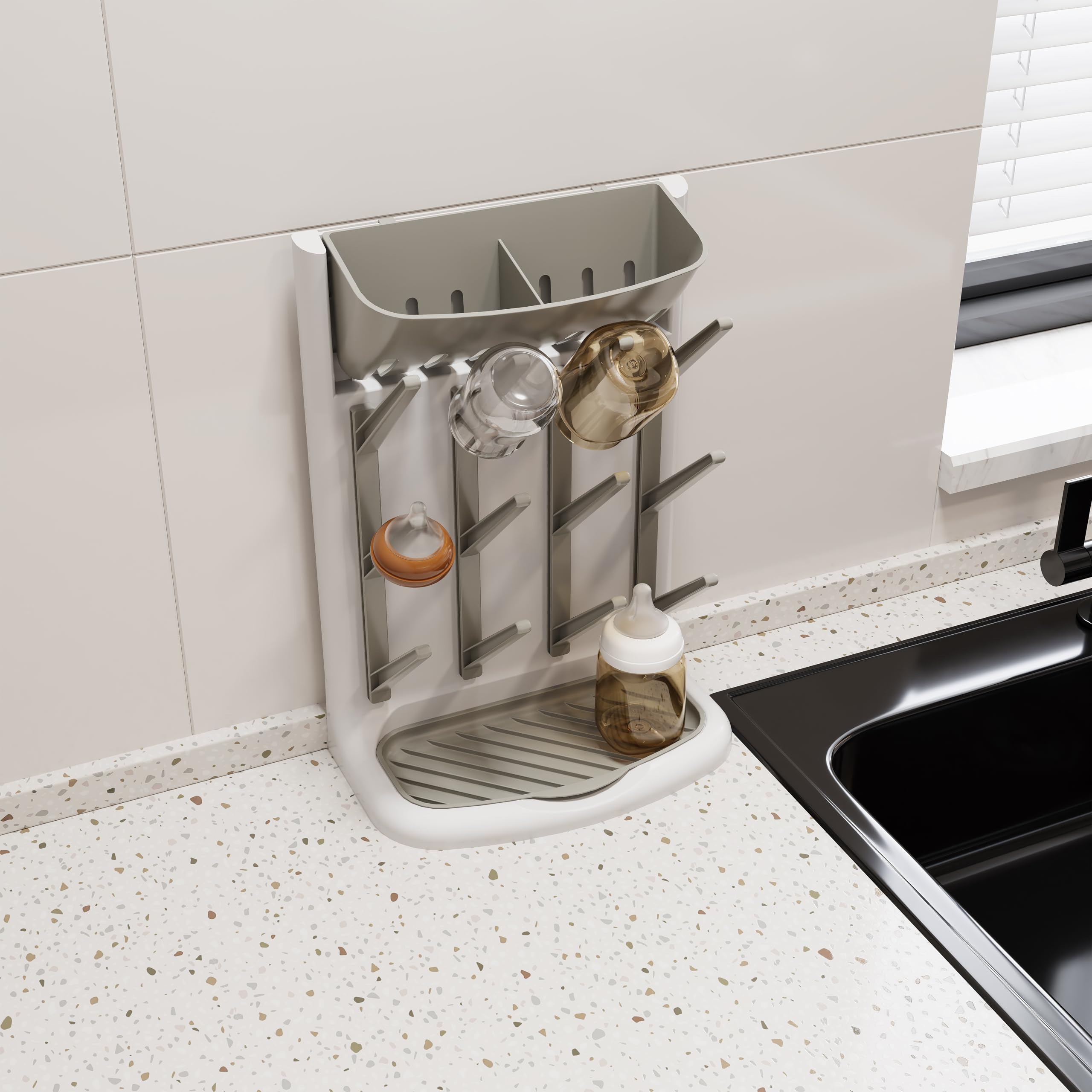 IEEK with 12 pegs holds bottles, cups, and parts efficiently.