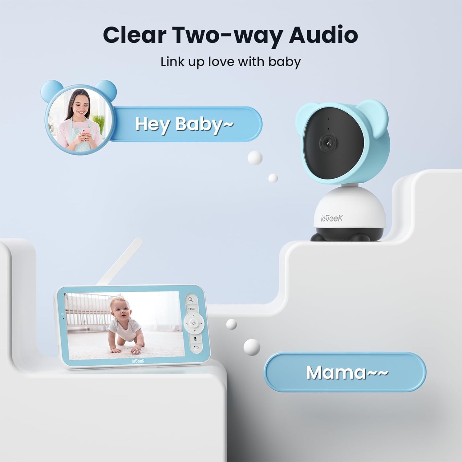 ieGeek 355 degree PTZ camera provides wide nursery coverage.