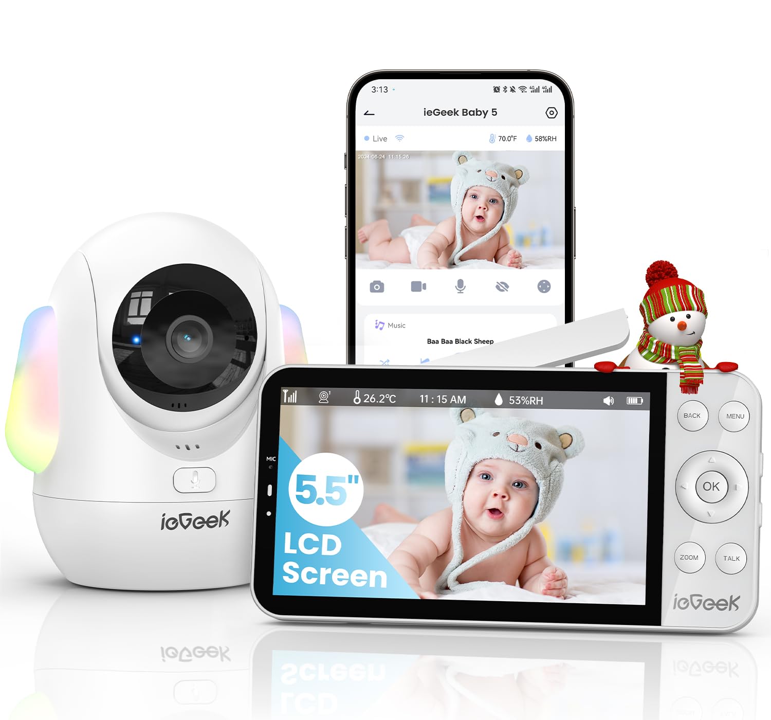 ieGeek baby monitor 5-5 inch display for easy nursery viewing