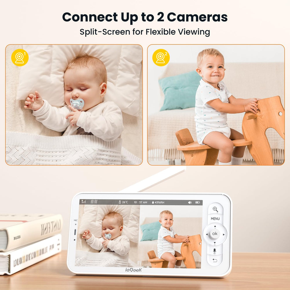 ieGeek baby monitor two cameras split-screen view monitors twins or multiple angles