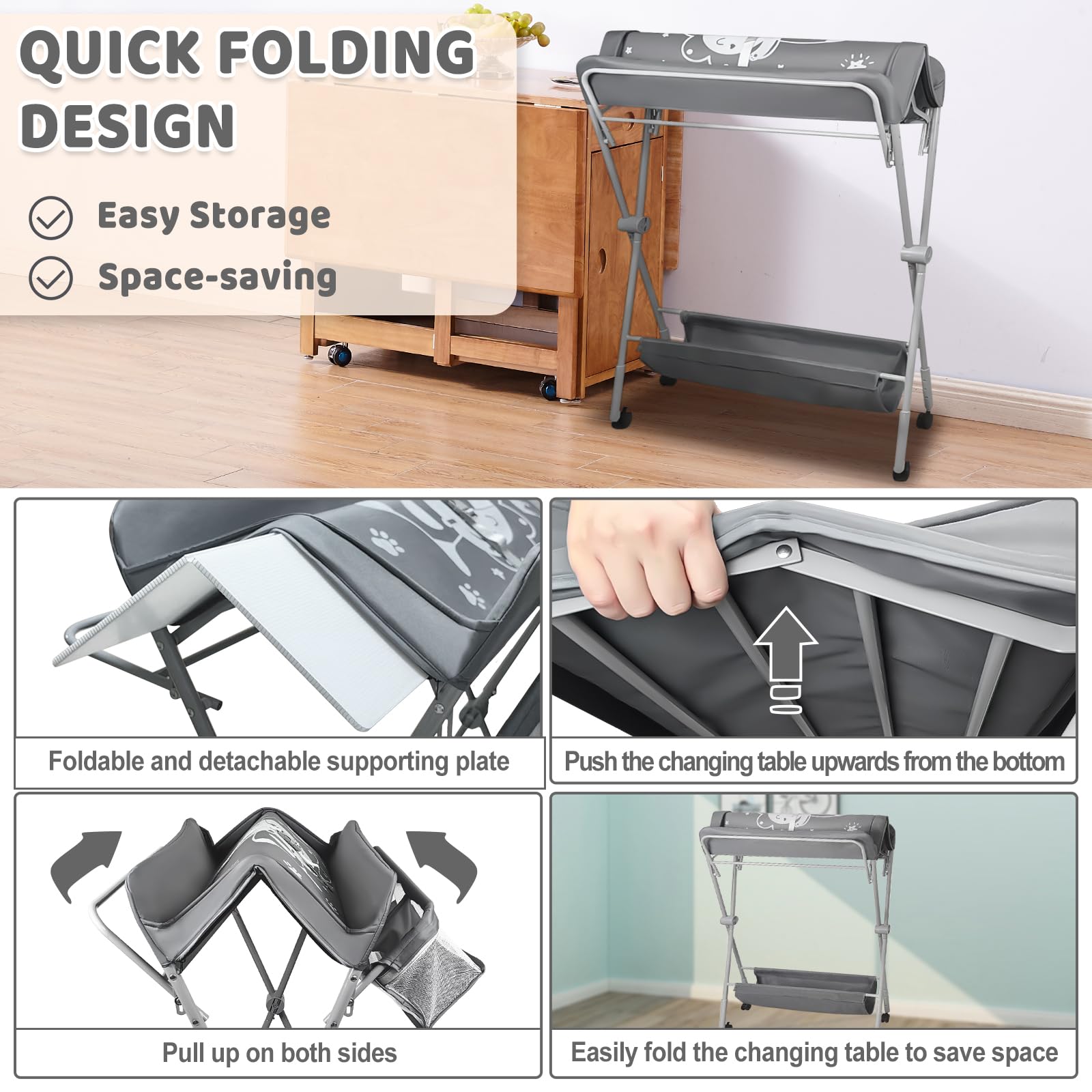 IELECMG belt and four sided protection for baby safety during changes