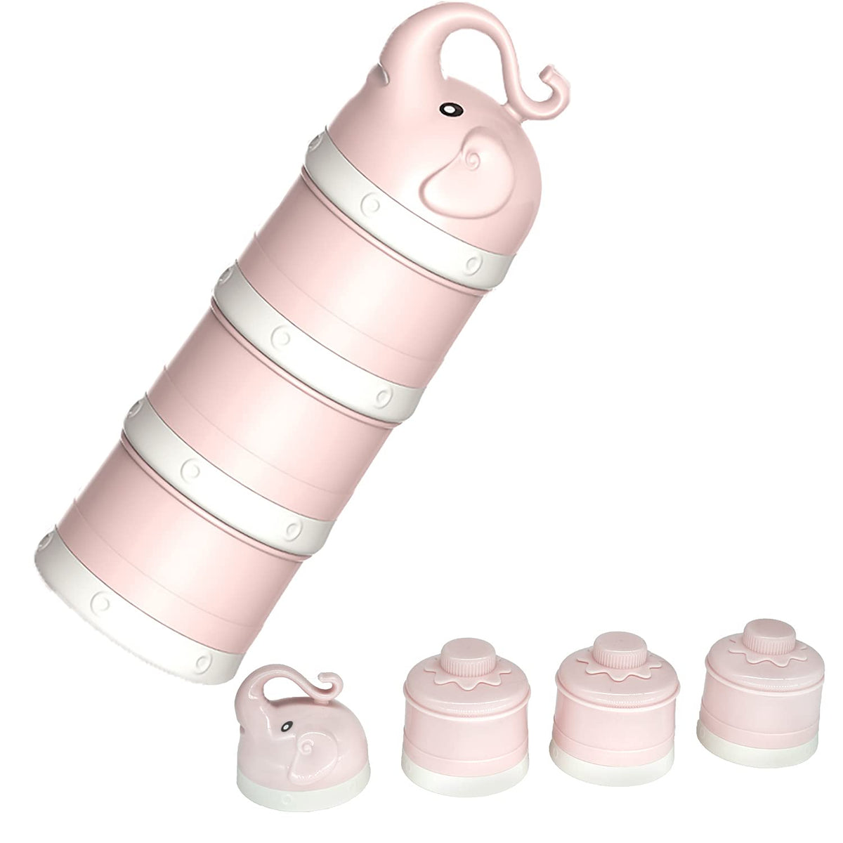 IENYPA baby milk powder dispenser pink stack 3 layers keeps powders organized on the go