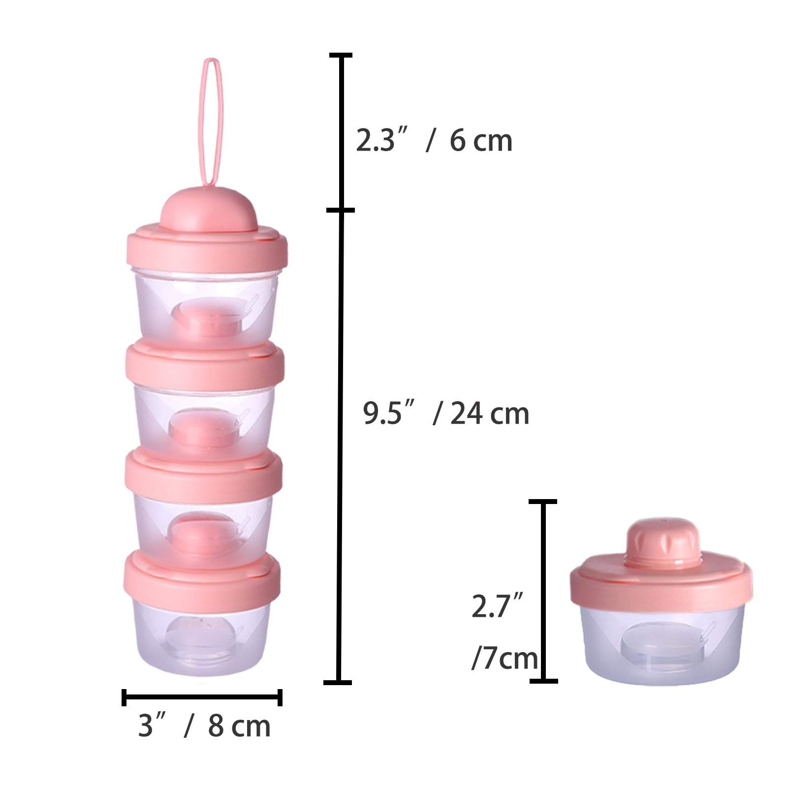 IENYPA four-layer dispenser compartments open showing stackable design for snacks or powder.
