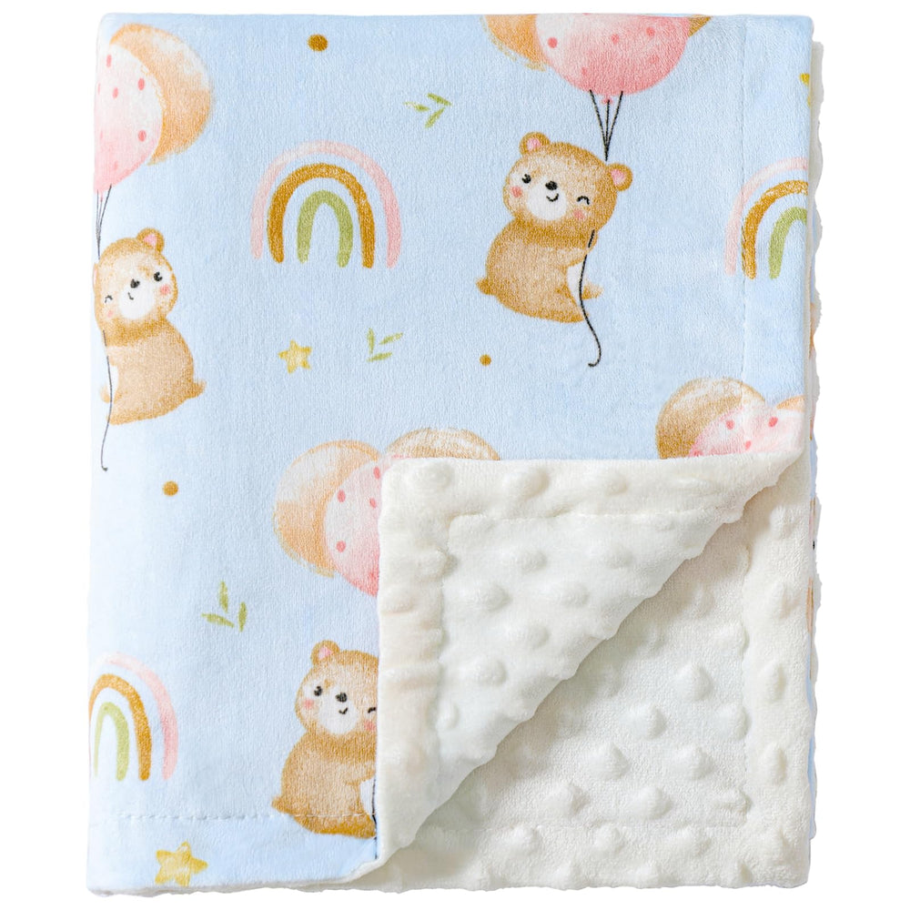 iEvolve baby blanket close-up shows plush minky texture for cozy snuggles